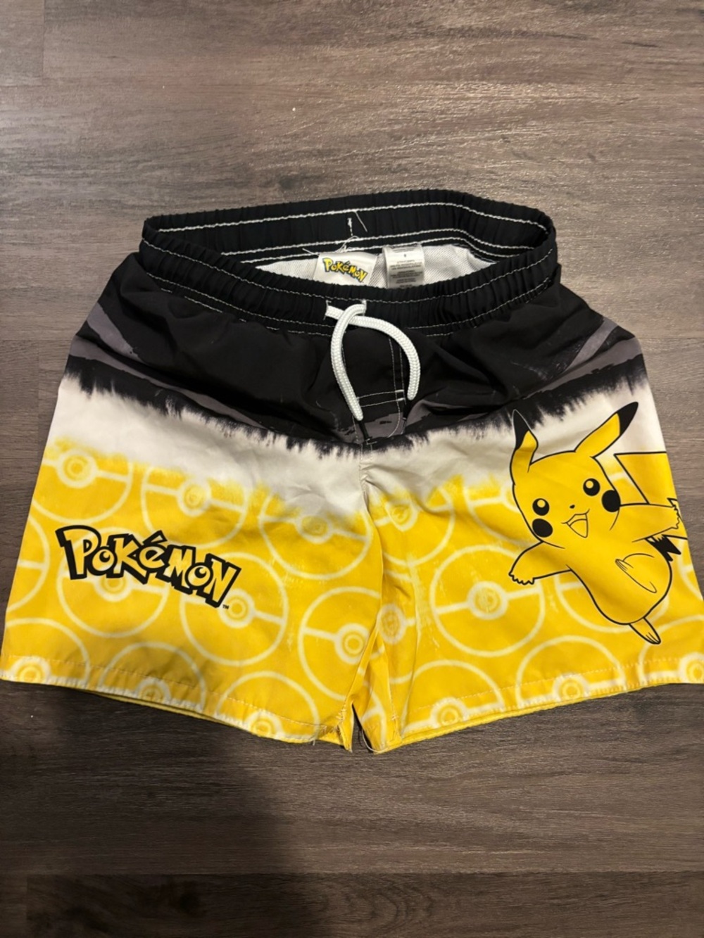 Pokemon Yellow Black Boys' Swim Trunks with Pikachu